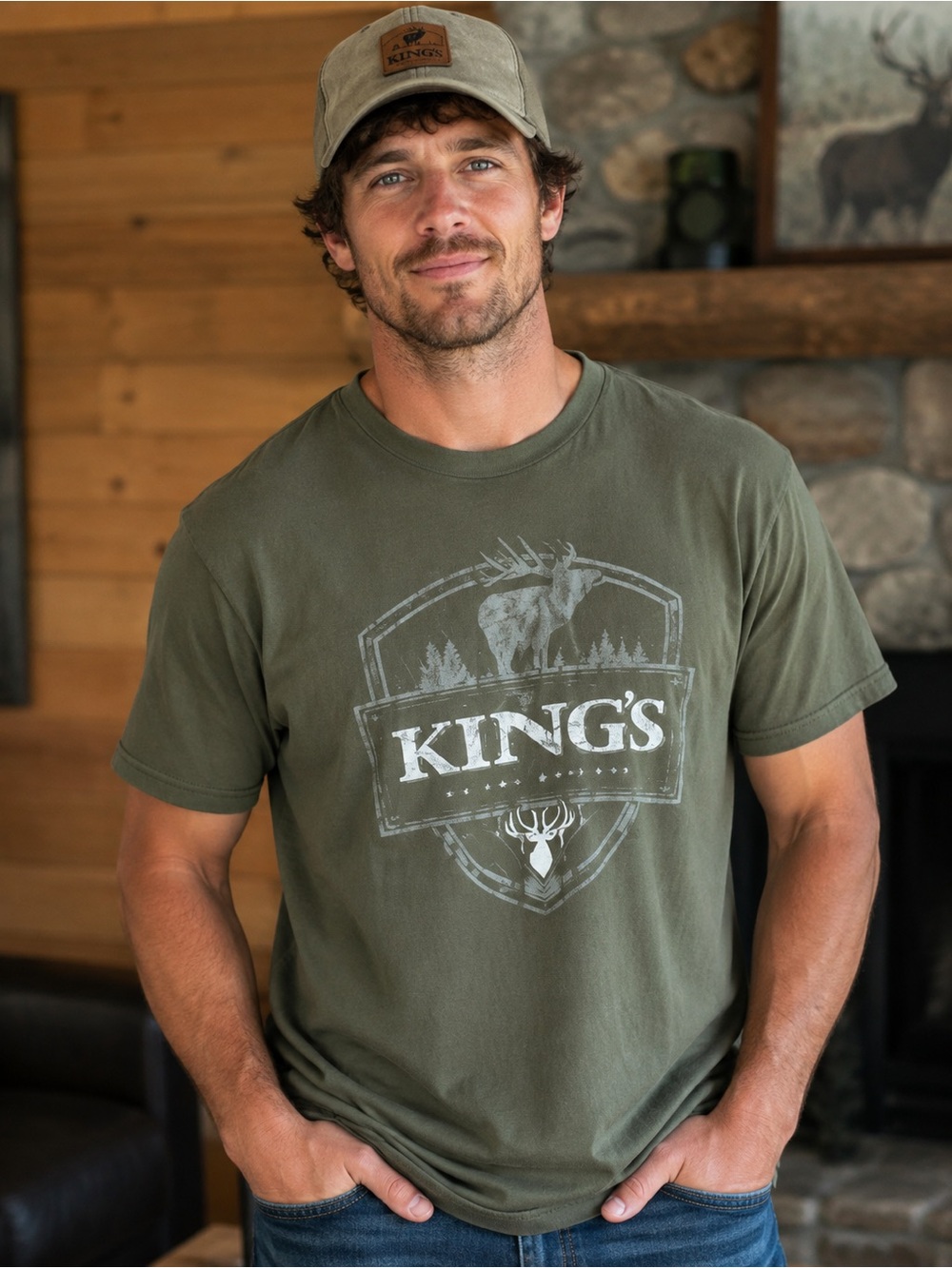 King’s Camo Olive Green Graphic Men’s T-Shirt XL